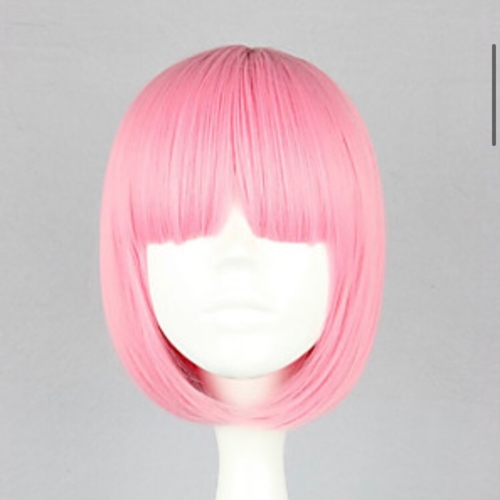 pink wig with bangs